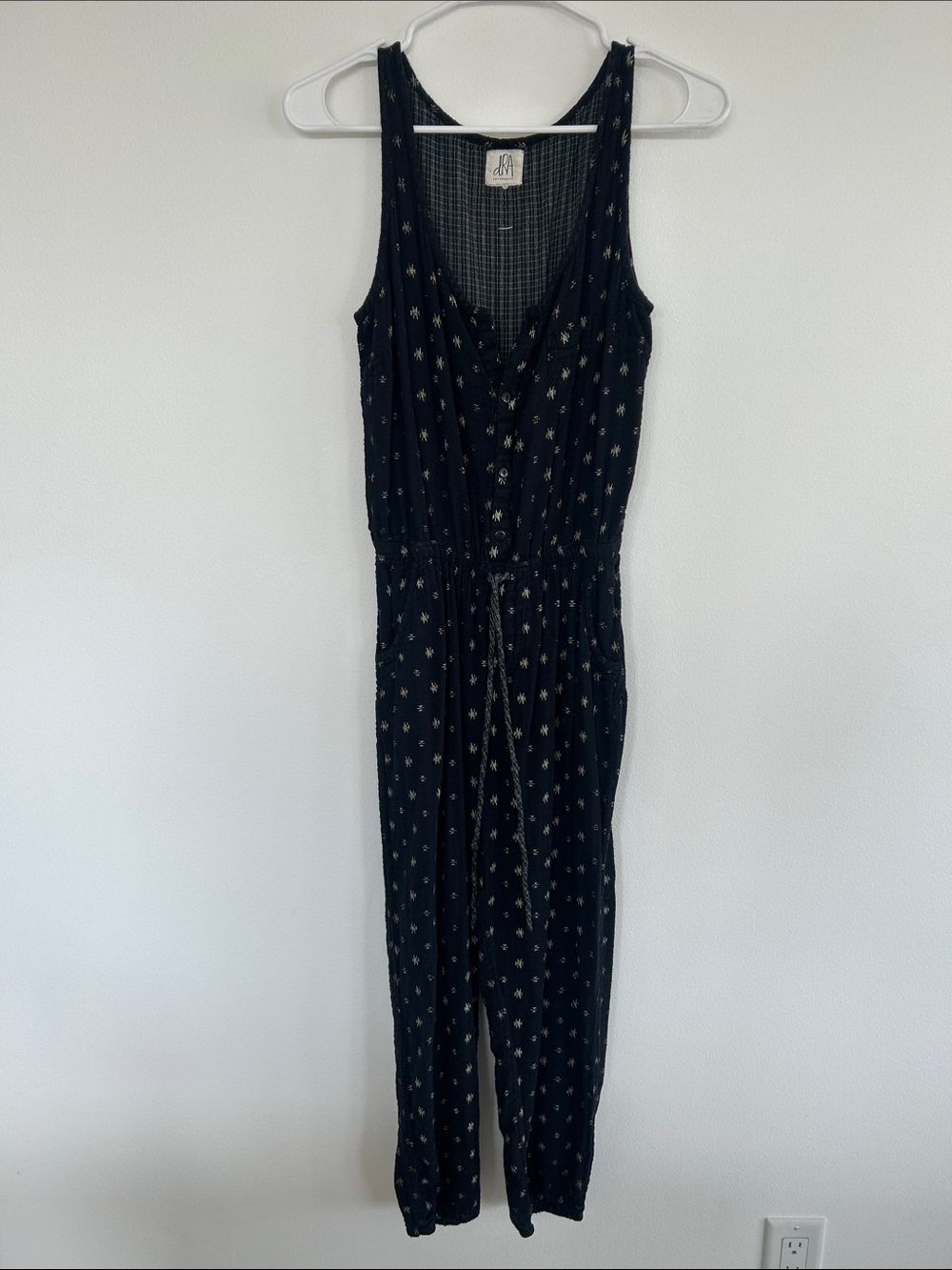 Navy patterned Sleeveless Jumpsuit